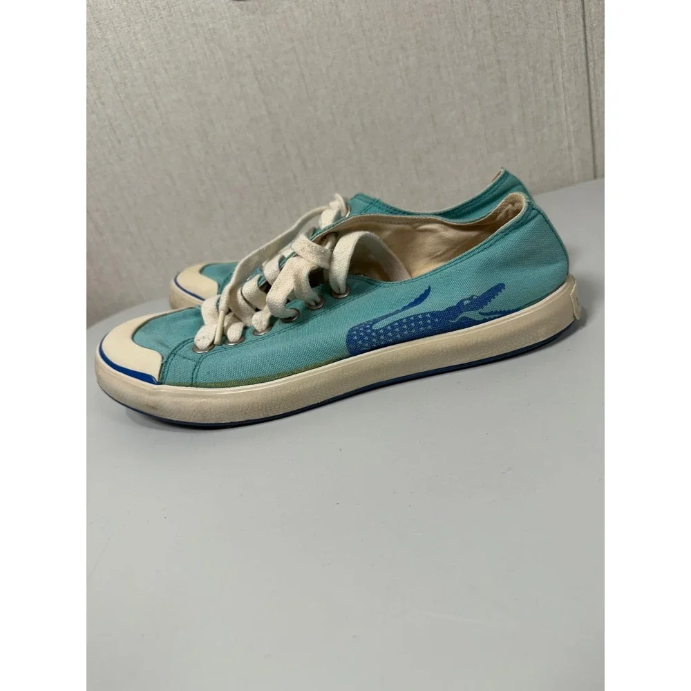 Lacoste Canvas Croc 34W Teal Blue Low Top Sneakers Womens 8 11CAW0735‎